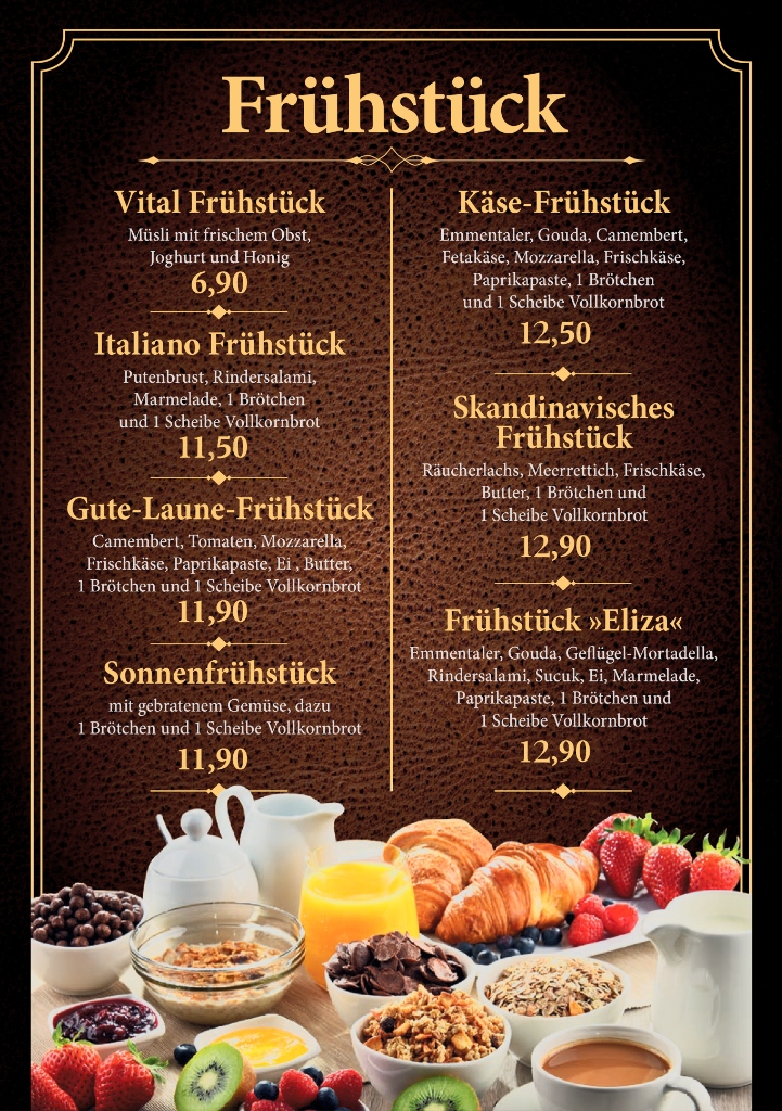 Frühstückskarte Seite 2 (Frühstücks-Variationen)